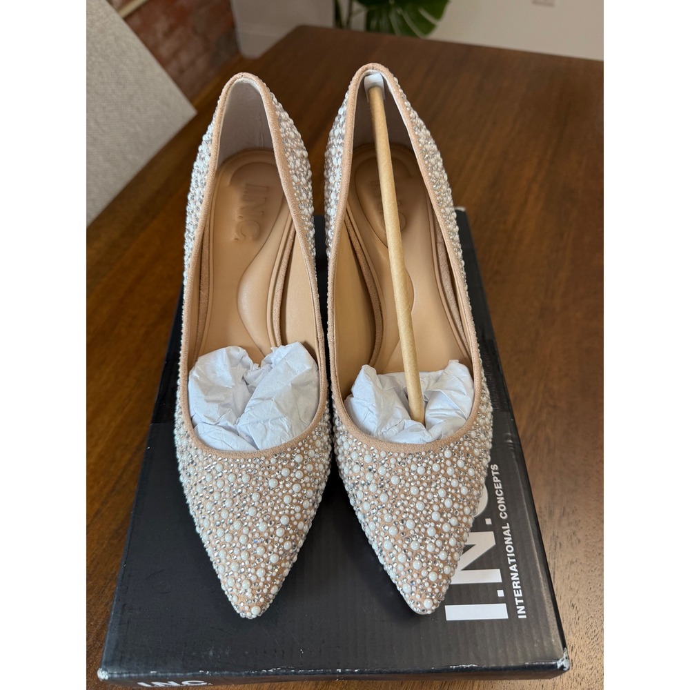INC International Concepts Zitah92 Pearl Bling Pumps Nude Beige 5M